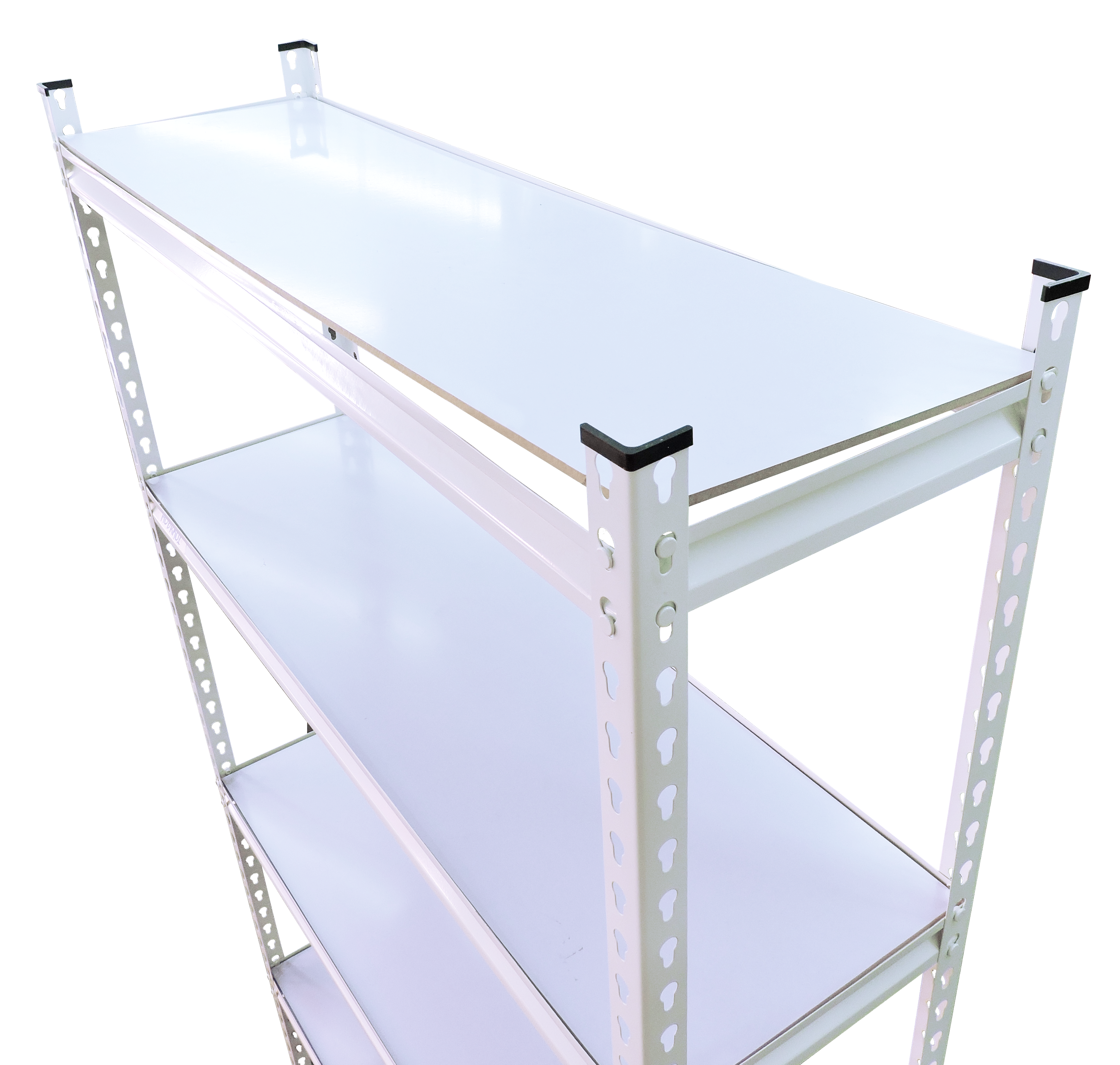 RACK 5 NIVELES COLOR BLANCO  C/ TABLEROS MDF 100 X 30 X 198 CM  MARCA HOD