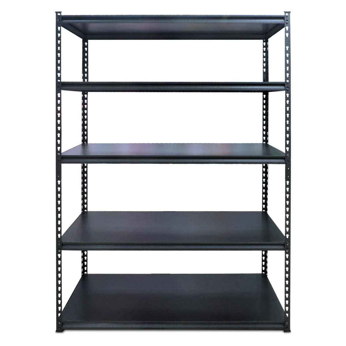 RACK 5 NIVELES NEGRO TABLA LAMINADA 122 X 46 X 183  CARGA 360KG X NIVEL