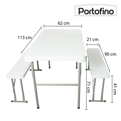 MESA CON BANCAS PLEGABLE 1.13M MARCA PORTOFINO