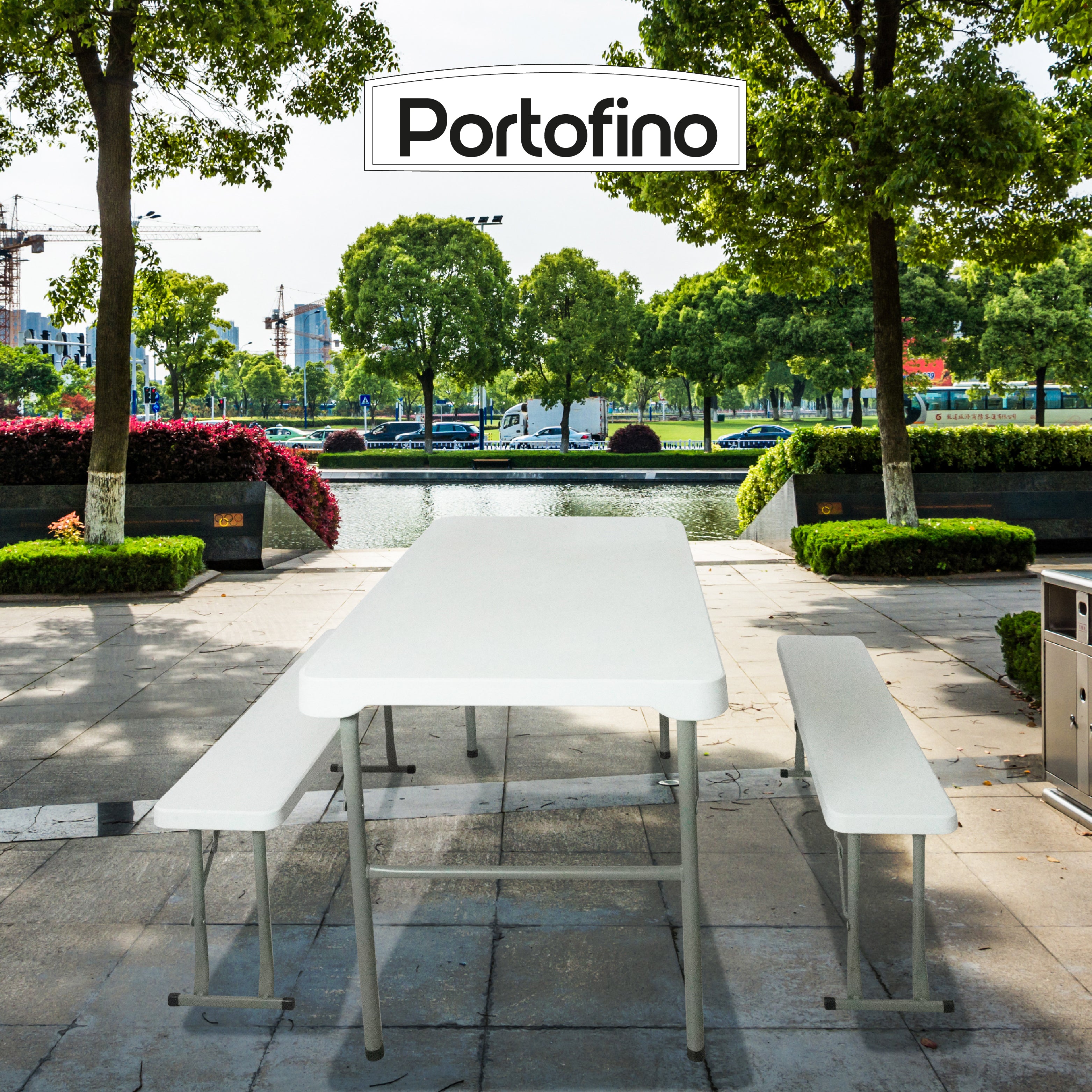 MESA CON BANCAS PLEGABLE 1.13M MARCA PORTOFINO