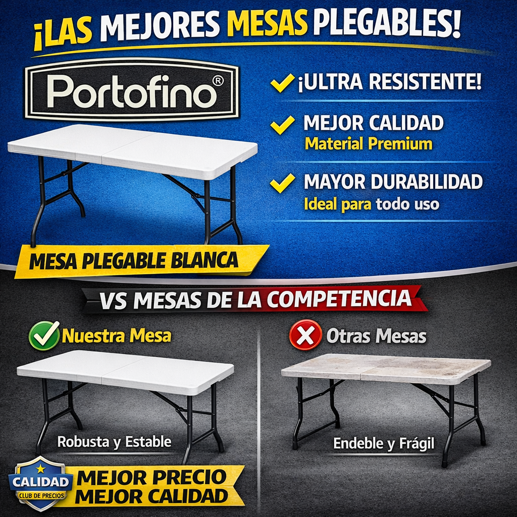MESA CON BANCAS PLEGABLE 1.13M MARCA PORTOFINO