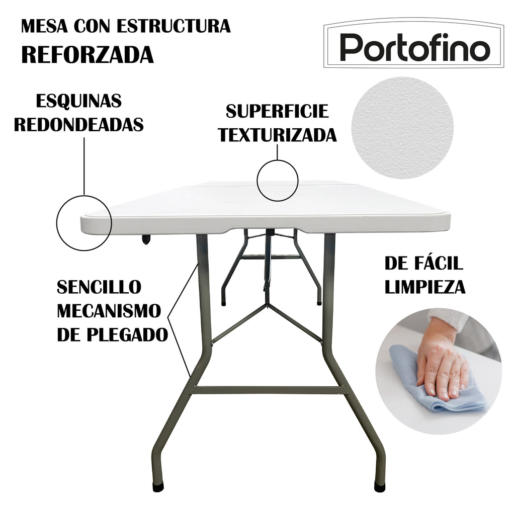 MESA PLEGABLE T/PORTAFOLIO REFORZADA 1.8  MARCA PORTOFINO