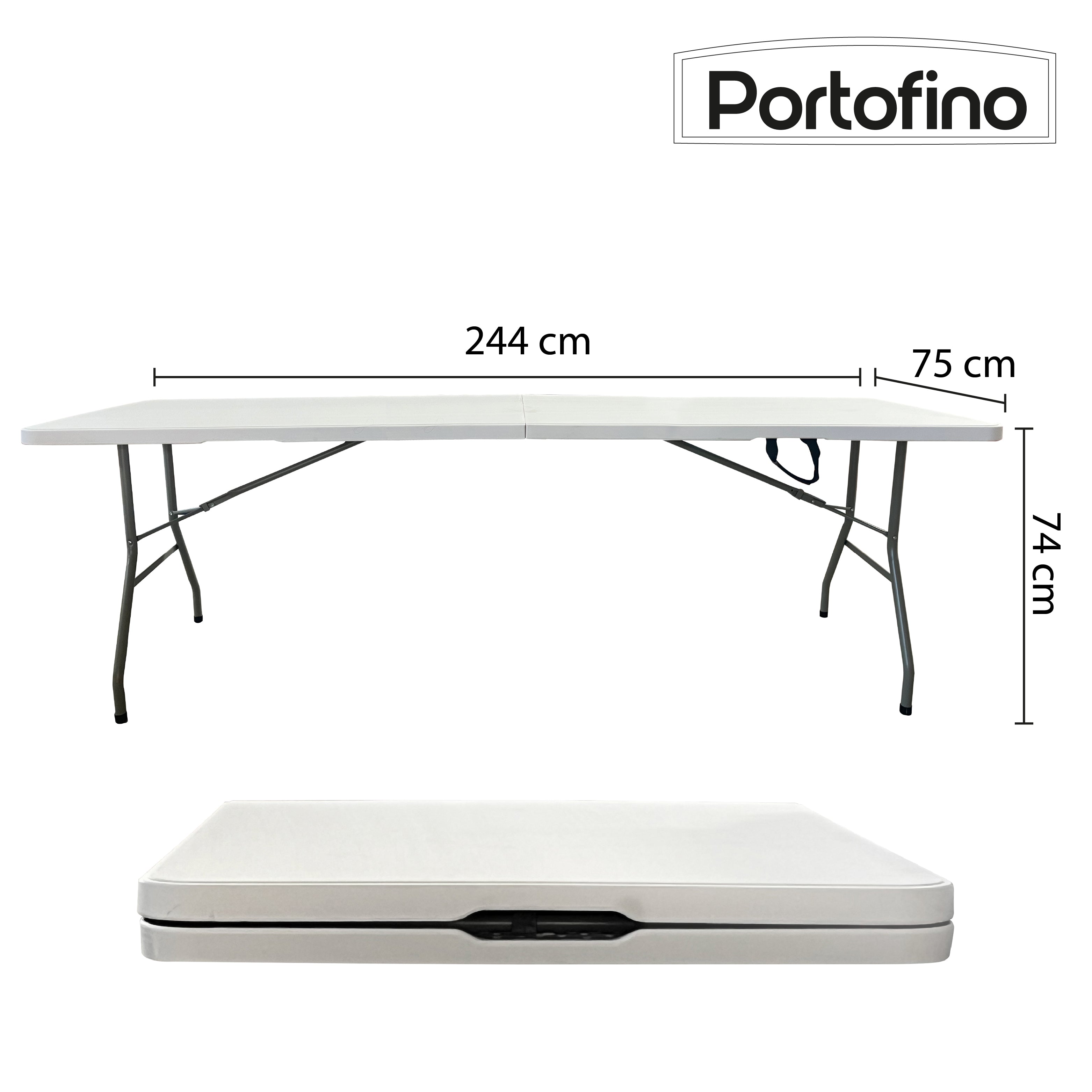 MESA PLEGABLE TIPO PORTAFOLIO 2.40M MARCA PORTOFINO