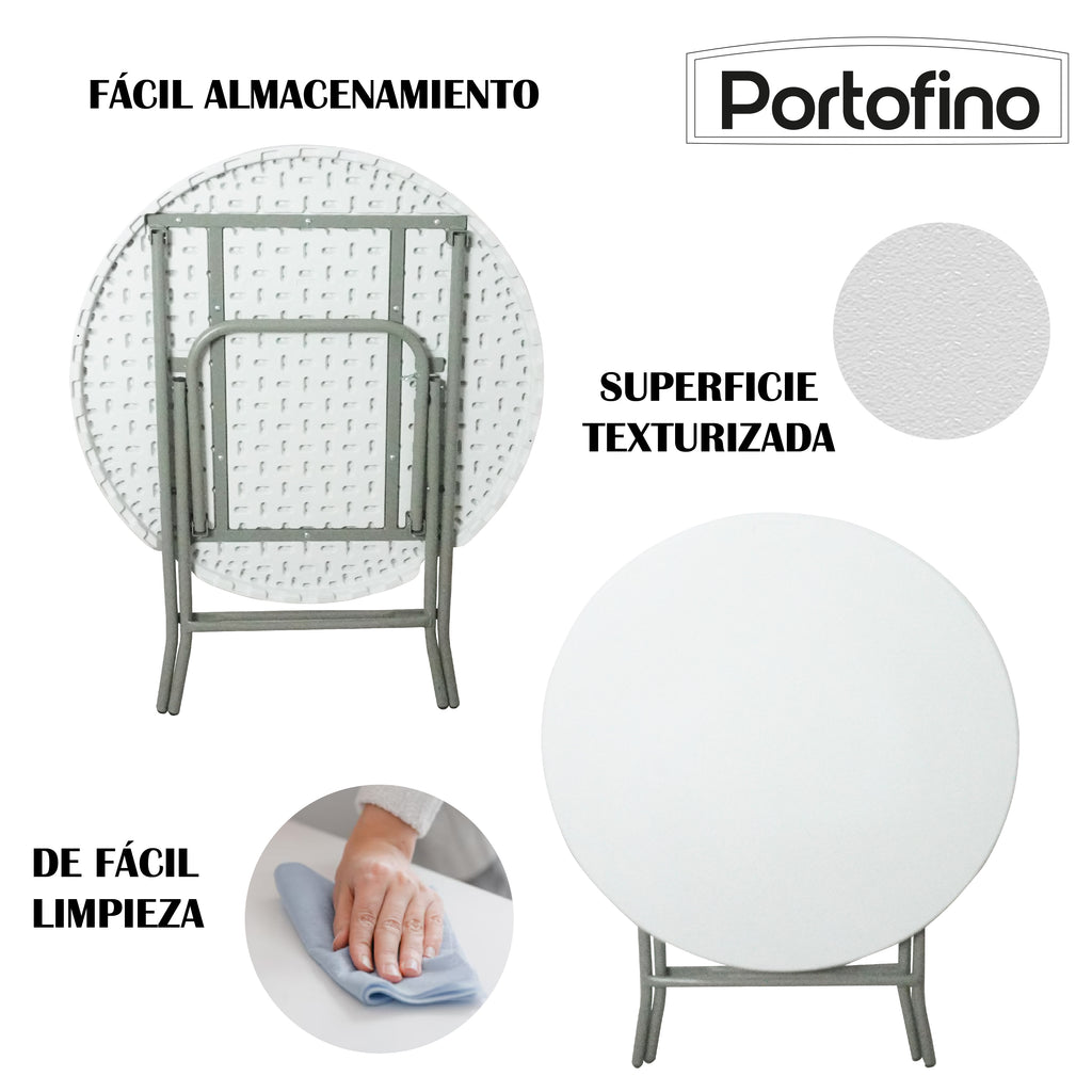MESA PLEGABLE REDONDA 80CM MARCA PORTOFINO