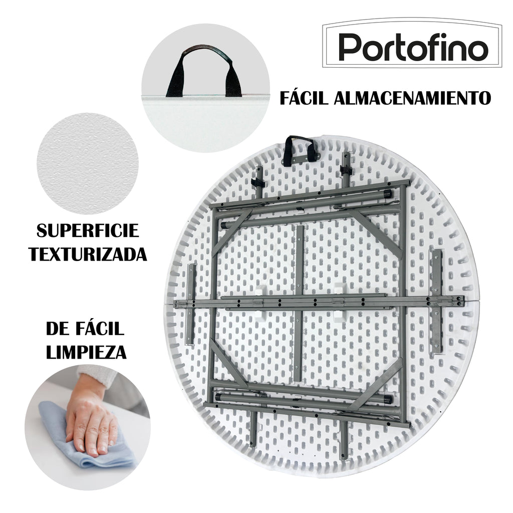 MESA PLEGABLE REDONDA 1.20M MARCA PORTOFINO