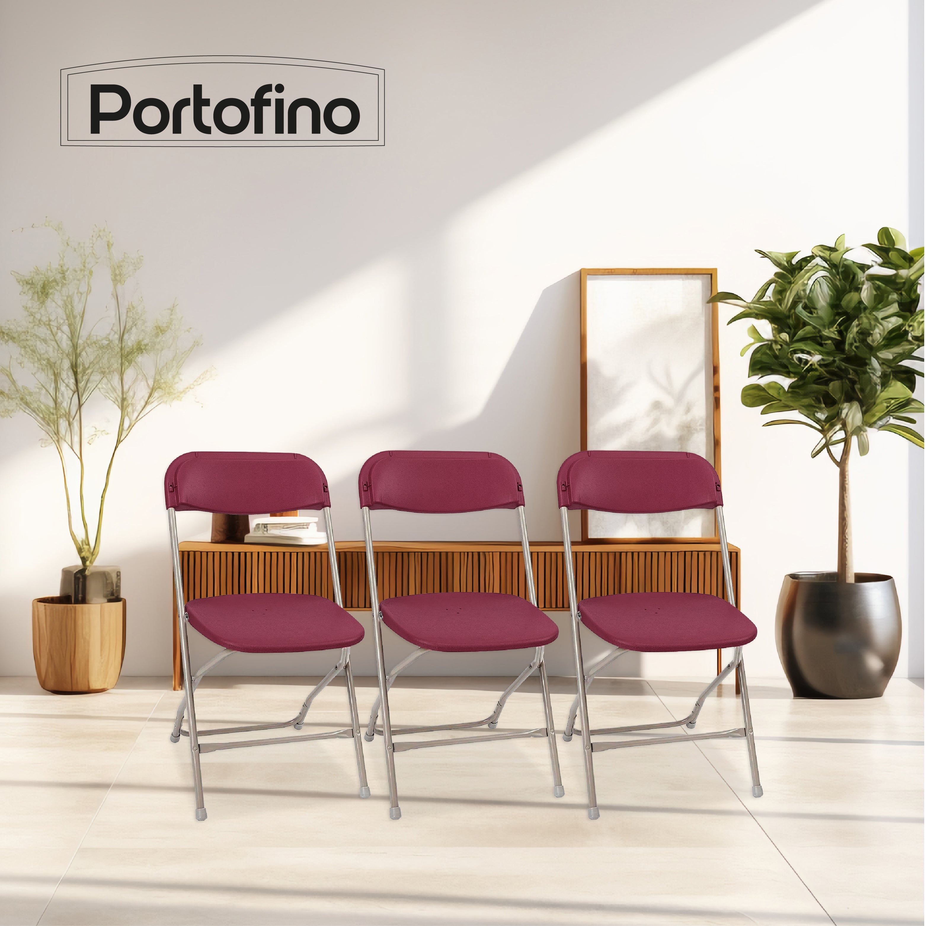 SILLA PLEGABLE COLOR VINO SUPER LIGERA Y RESISTENTE  MARCA PORTOFINO
