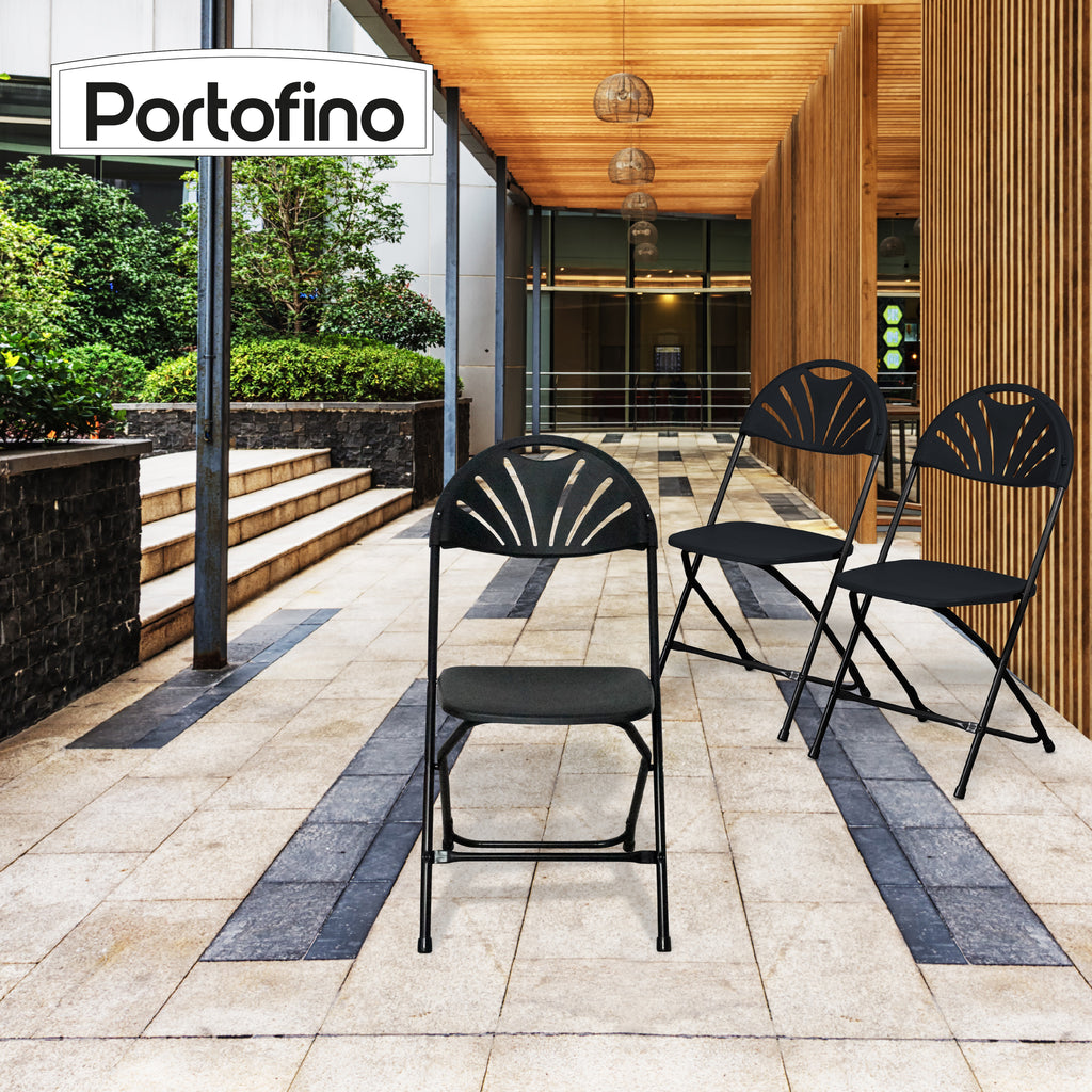 SILLA PLEGABLE REFORZADA NEGRA LIGERA MARCA PORTOFINO