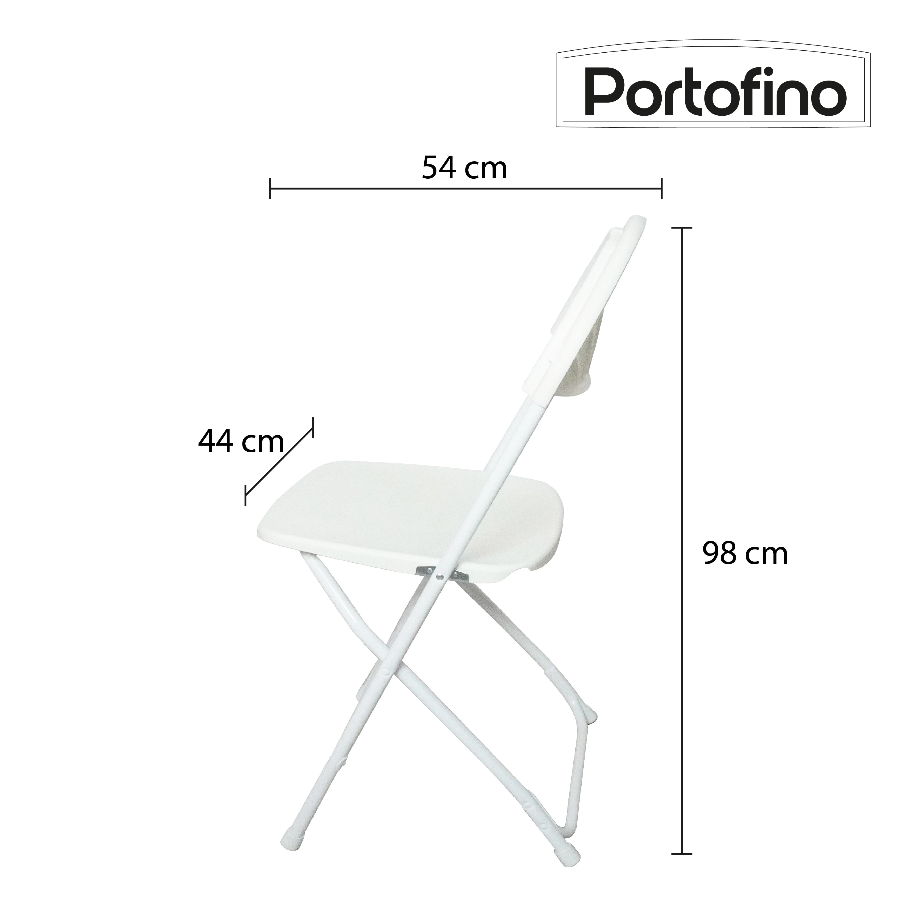 SILLA PLEGABLE REFORZADA BLANCA ULTRA LIGERA  MARCA PORTOFINO