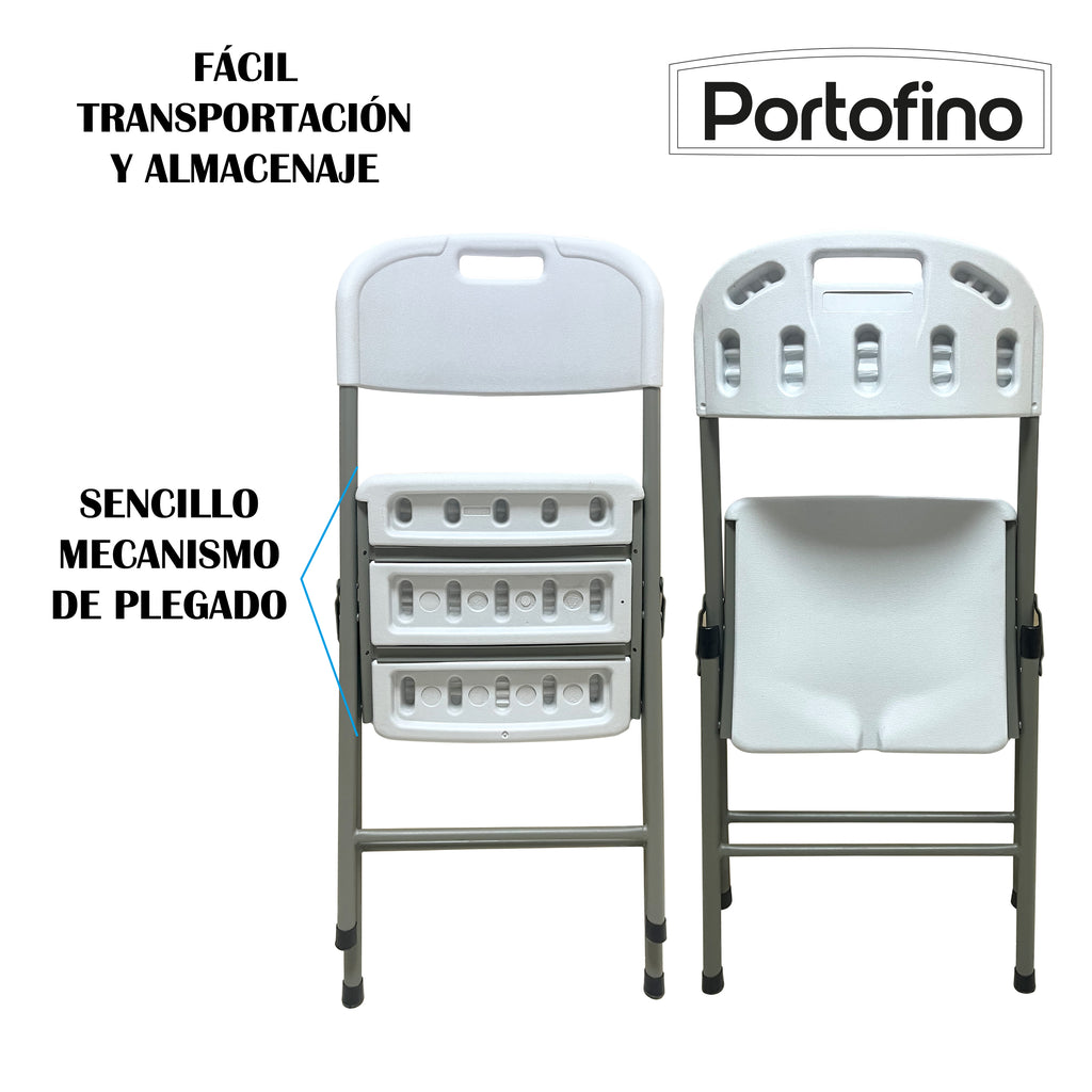 SILLA PLEGABLE BLANCA CAP. CARGA 226KG  MARCA PORTOFIONO