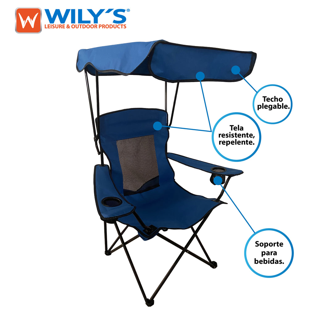 SILLA PLEGABLE PARA CAMPING JARDIN EVENTOS. CON TECHO.   NEGRO  AZUL  ROJO