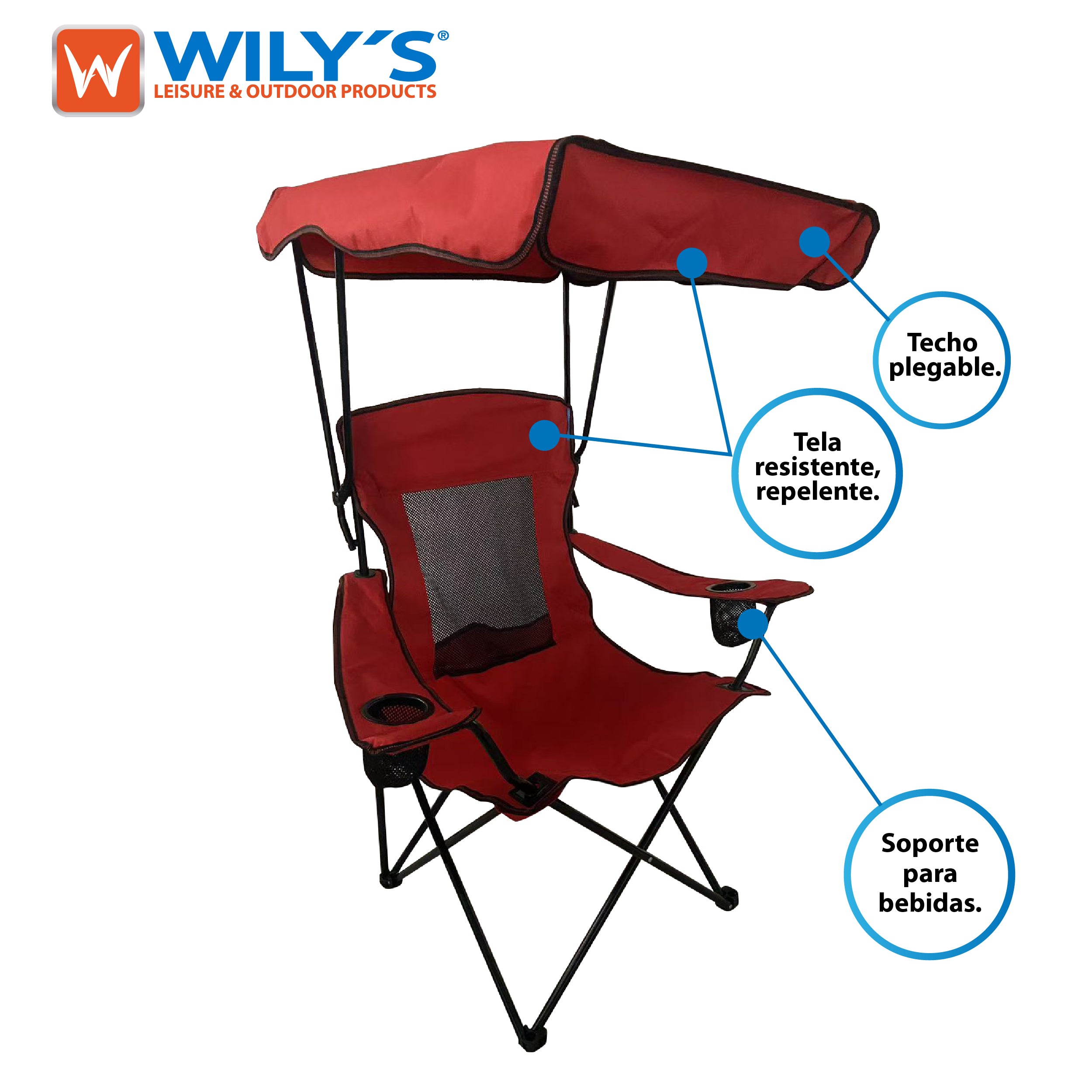 SILLA PLEGABLE PARA CAMPING JARDIN EVENTOS. CON TECHO.   NEGRO  AZUL  ROJO