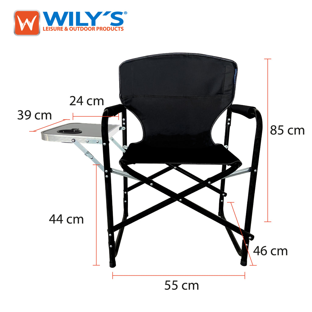 SILLA PLEGABLE CON MESA LATERAL PARA CAMPING JARDIN EVENTOS, ROJO NEGRO AZUL