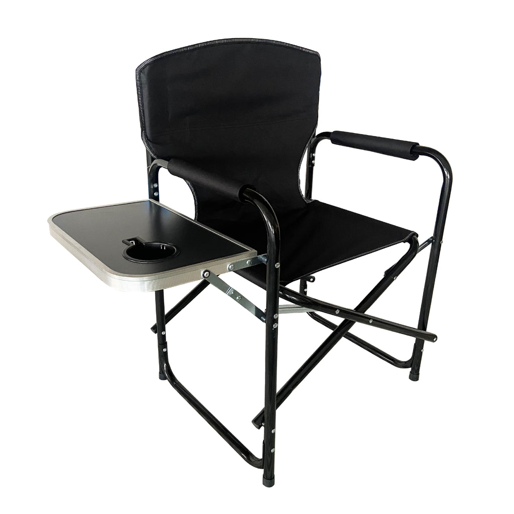SILLA PLEGABLE CON MESA LATERAL PARA CAMPING JARDIN EVENTOS, ROJO NEGRO AZUL