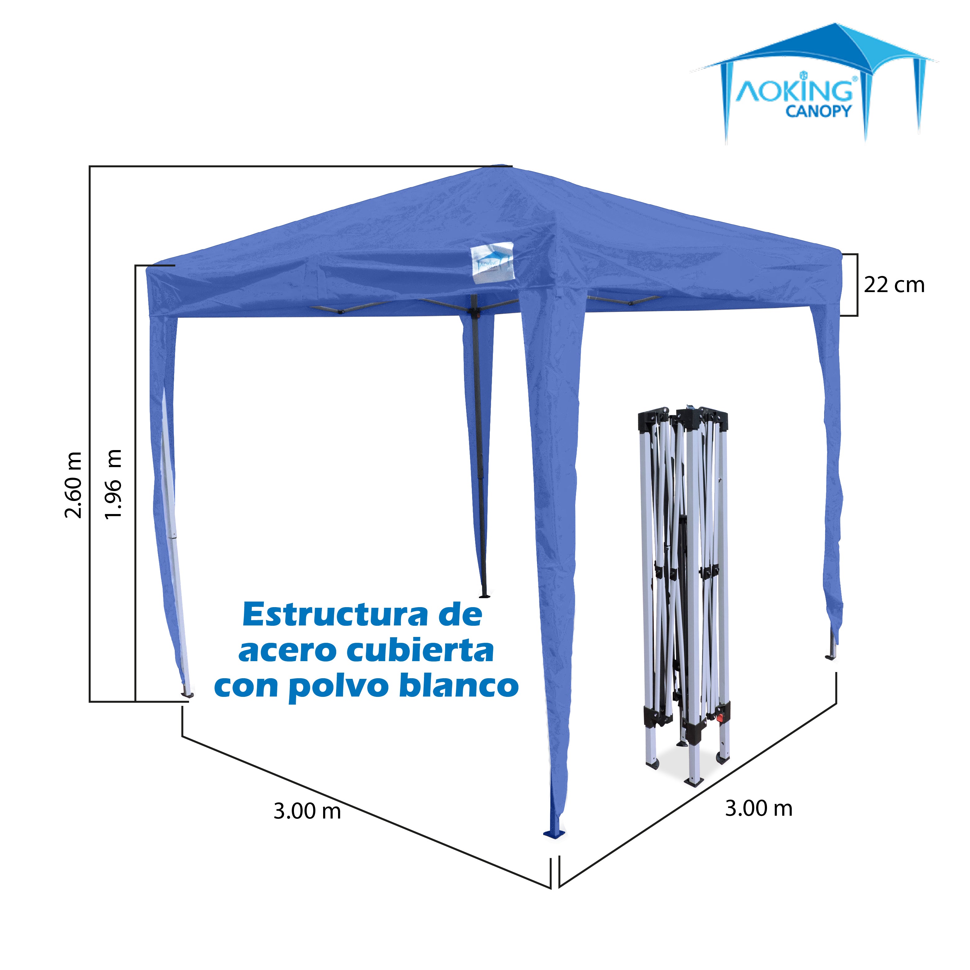 TOLDO MANUAL 3 X 3  2.95 ALTURA AOKING  COLORES ROJO AZUL GRIS