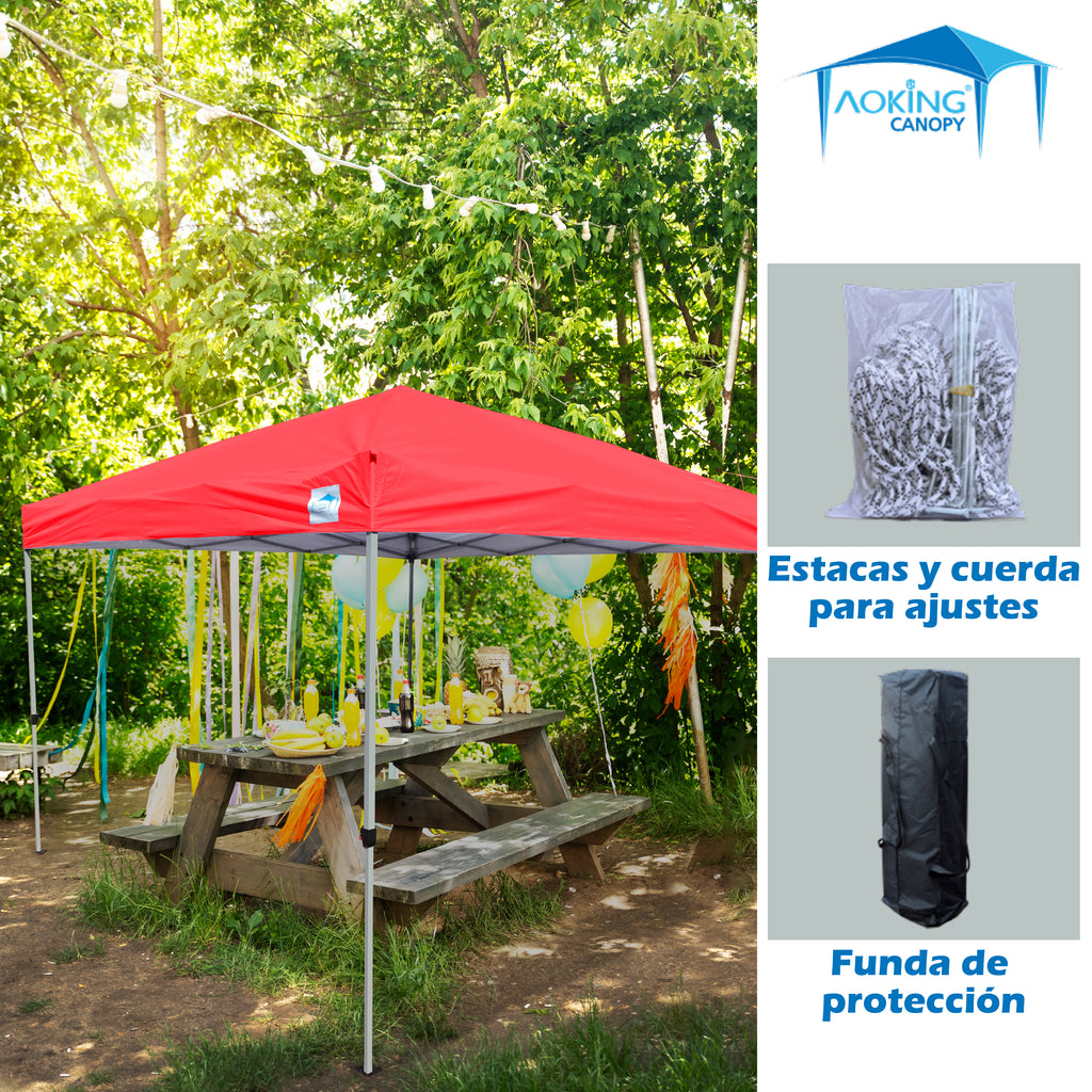 TOLDO 3X3 PLEGABLE ONE TOUCH   ALTURA DE POSTE 2.95M ALTURA COLOR AZUL ROJO GRIS