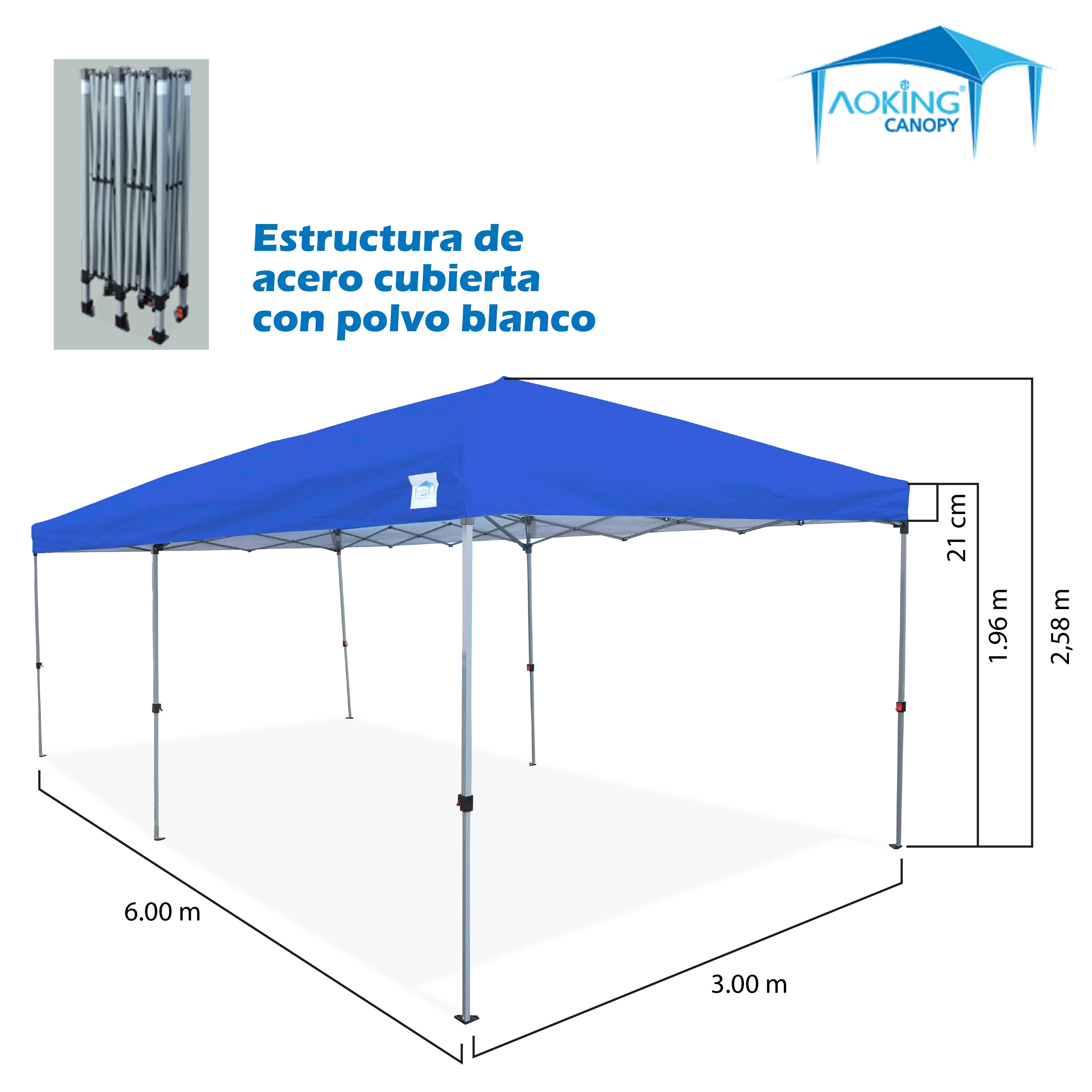 TOLDO 3X6 PLEGABLE ONE TOUCH ALTURA DE POSTE 2.95M ALTURA COLORES ROJO GRIS AZUL