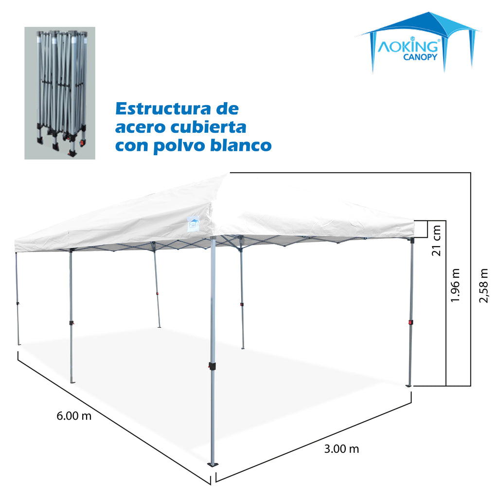 TOLDO 3X6 PLEGABLE ONE TOUCH ALTURA DE POSTE 2.95M ALTURA COLORES ROJO GRIS AZUL