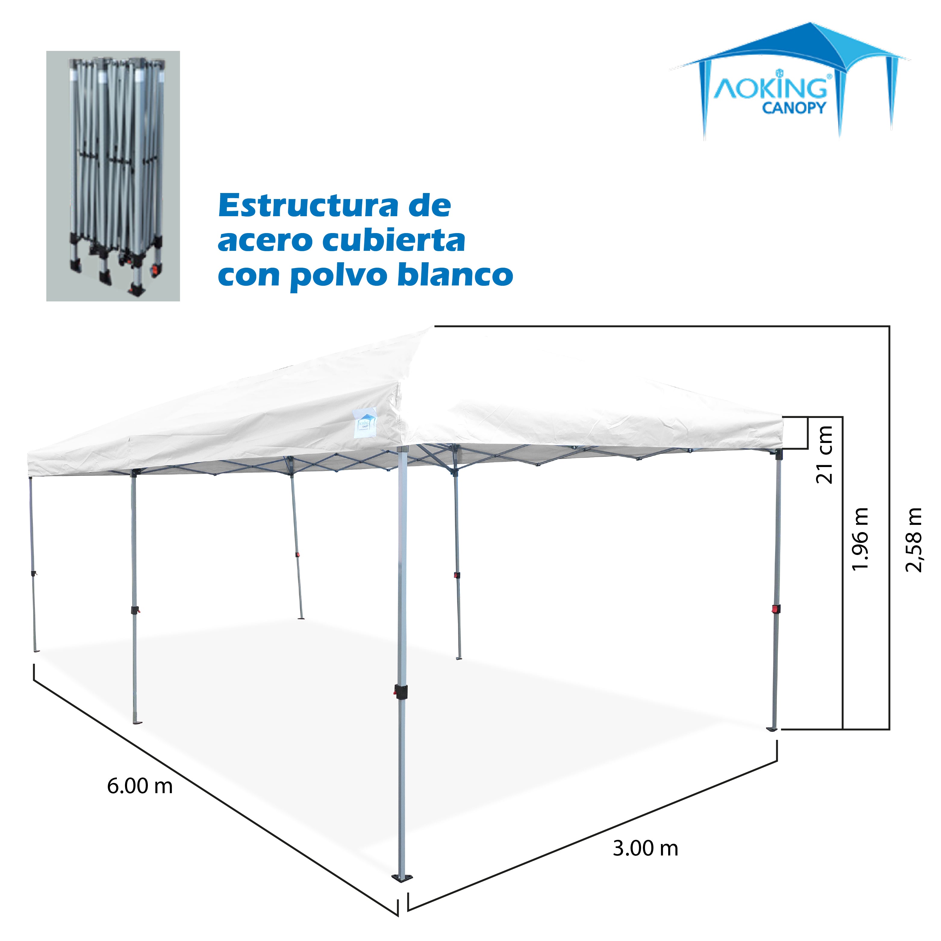 TOLDO 3X6 PLEGABLE ONE TOUCH ALTURA DE POSTE 2.95M ALTURA COLORES ROJO GRIS AZUL