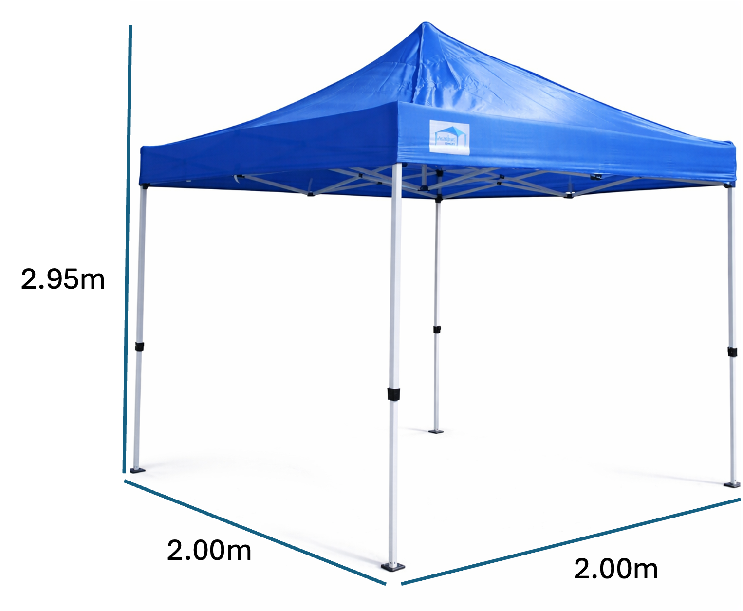 Toldo 2x2 Plegable Automatico Metalico  Lona Uv ALTURA 2.95  ROJO AZUL GRIS