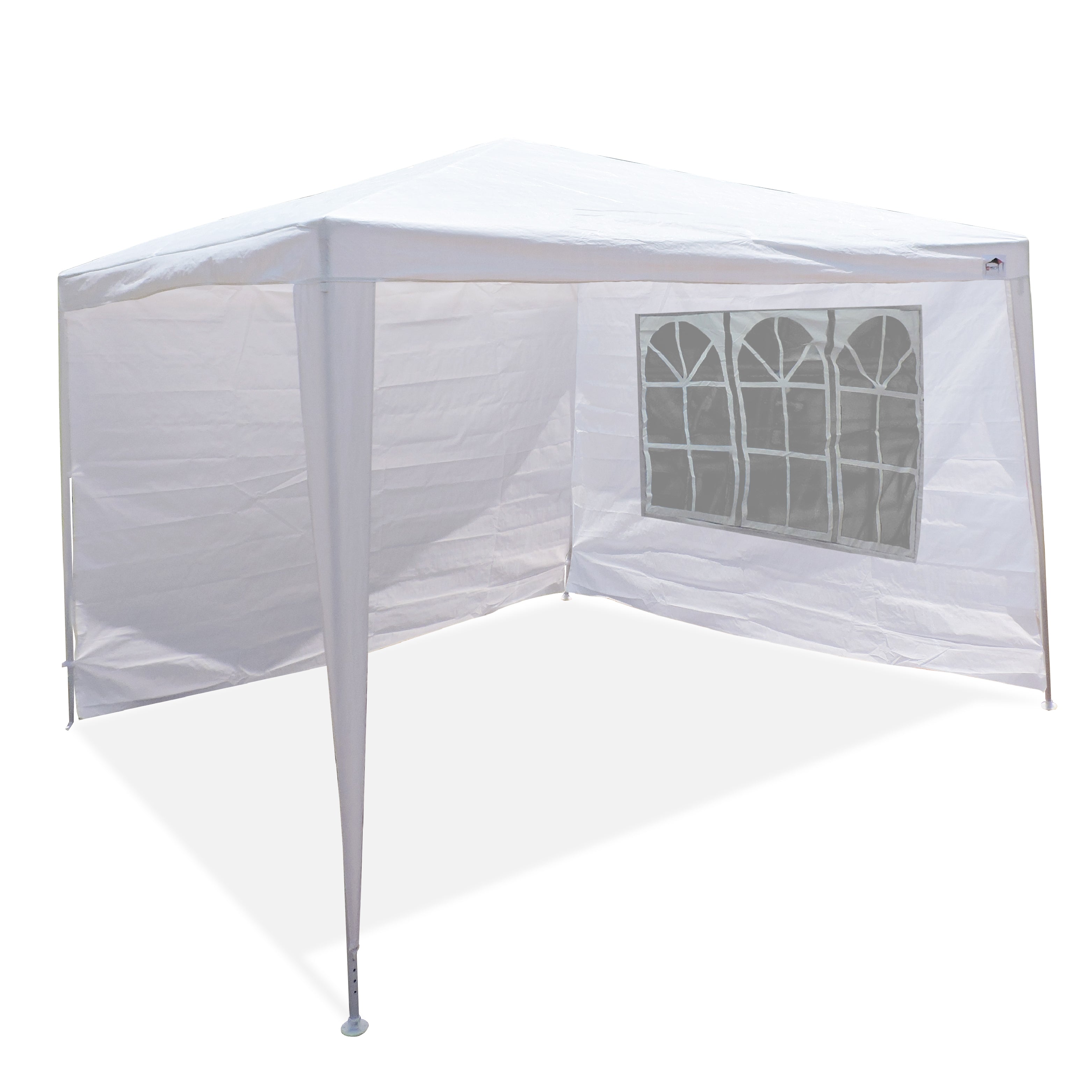 TOLDO ARMABLE MANUAL 3 X 3 2.95 ALTURA  CON CORTINAS. COLOR BLANCO